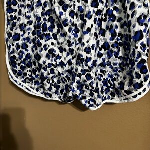 Calvin Klein Gray, Black, White, and Blue Patterned Running Shorts Size XL